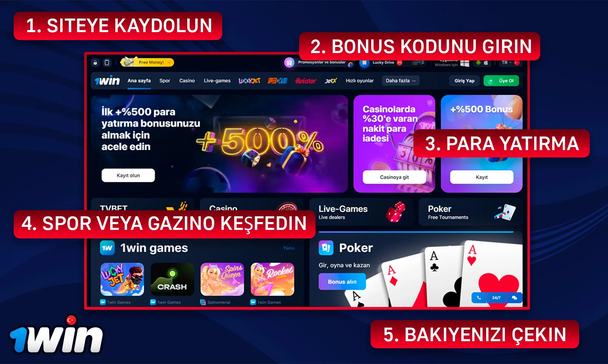 1win'de bahis oynamaya nasıl başlayacağınız hakkında bilgi