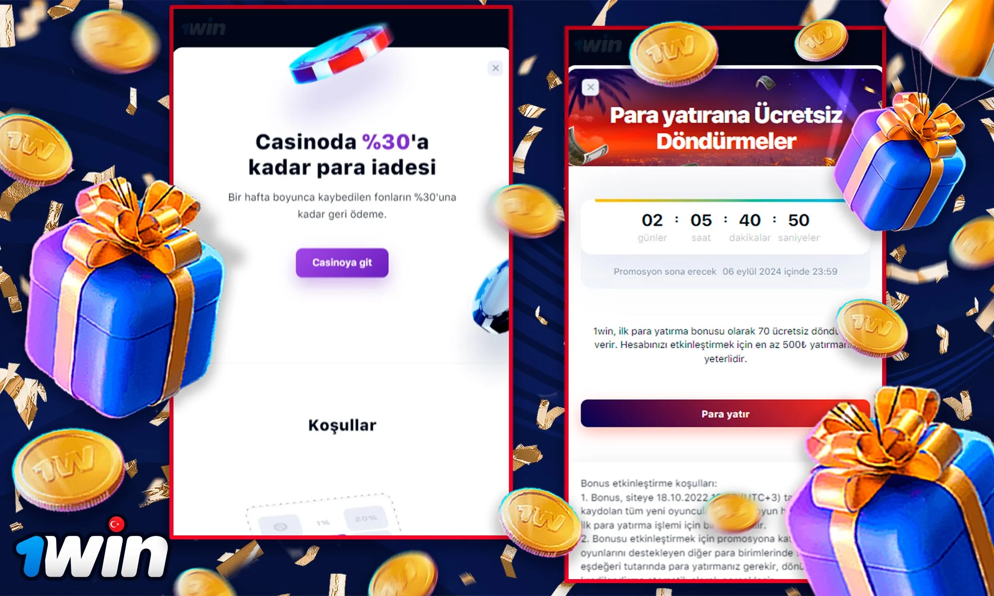 1win adresindeki Gazino Bonusları hakkında bilgi