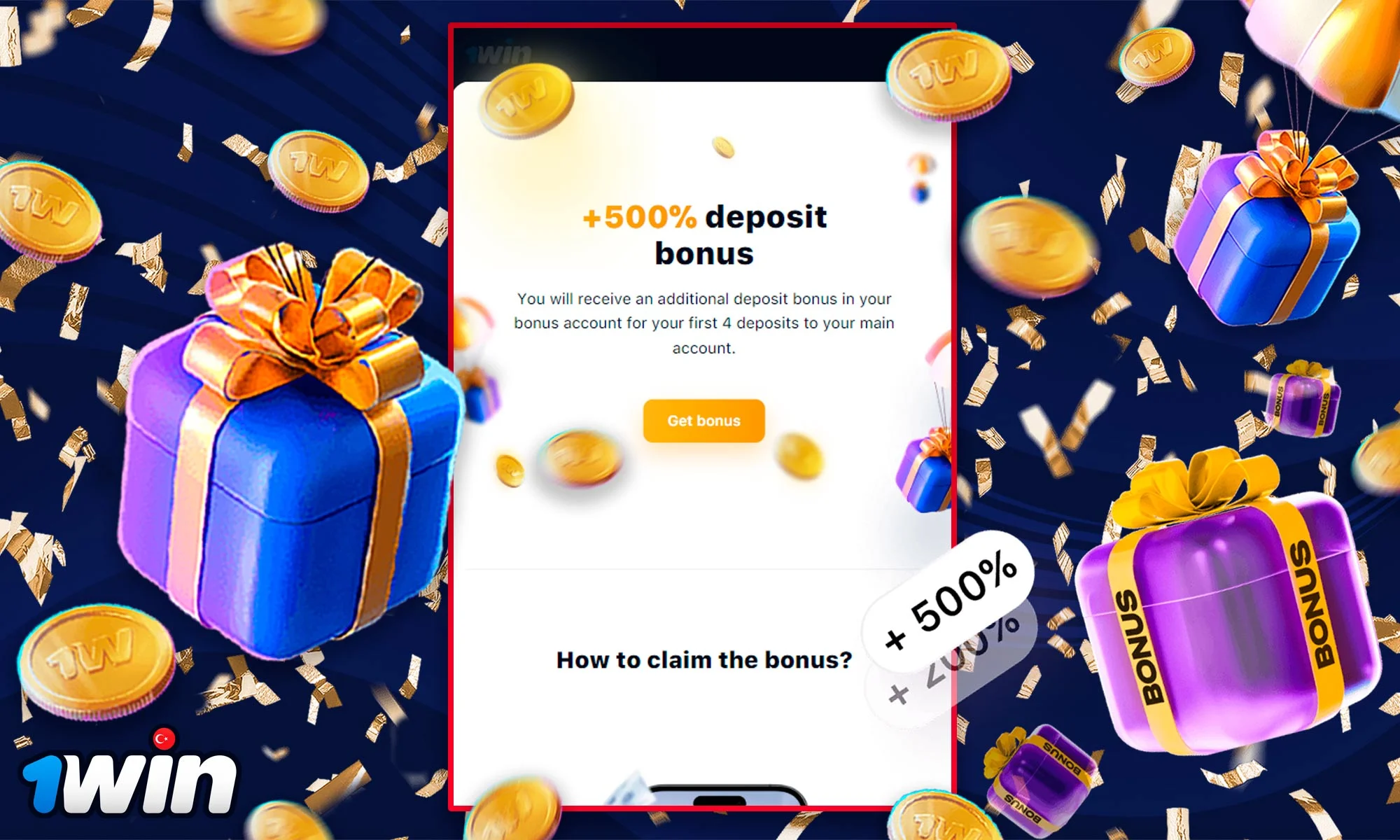 Information about the welcome bonus up to 18.780 TRY at 1win