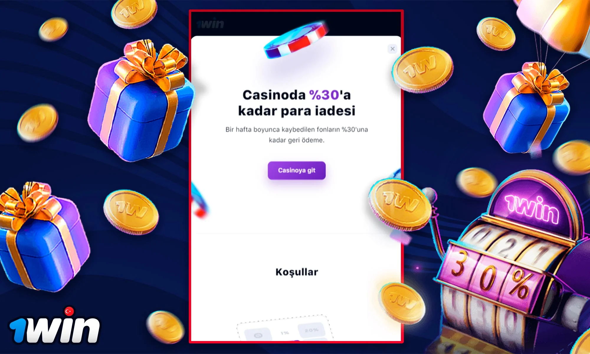 1Win Casino'da %30'a varan nakit iadesi hakkında bilgi