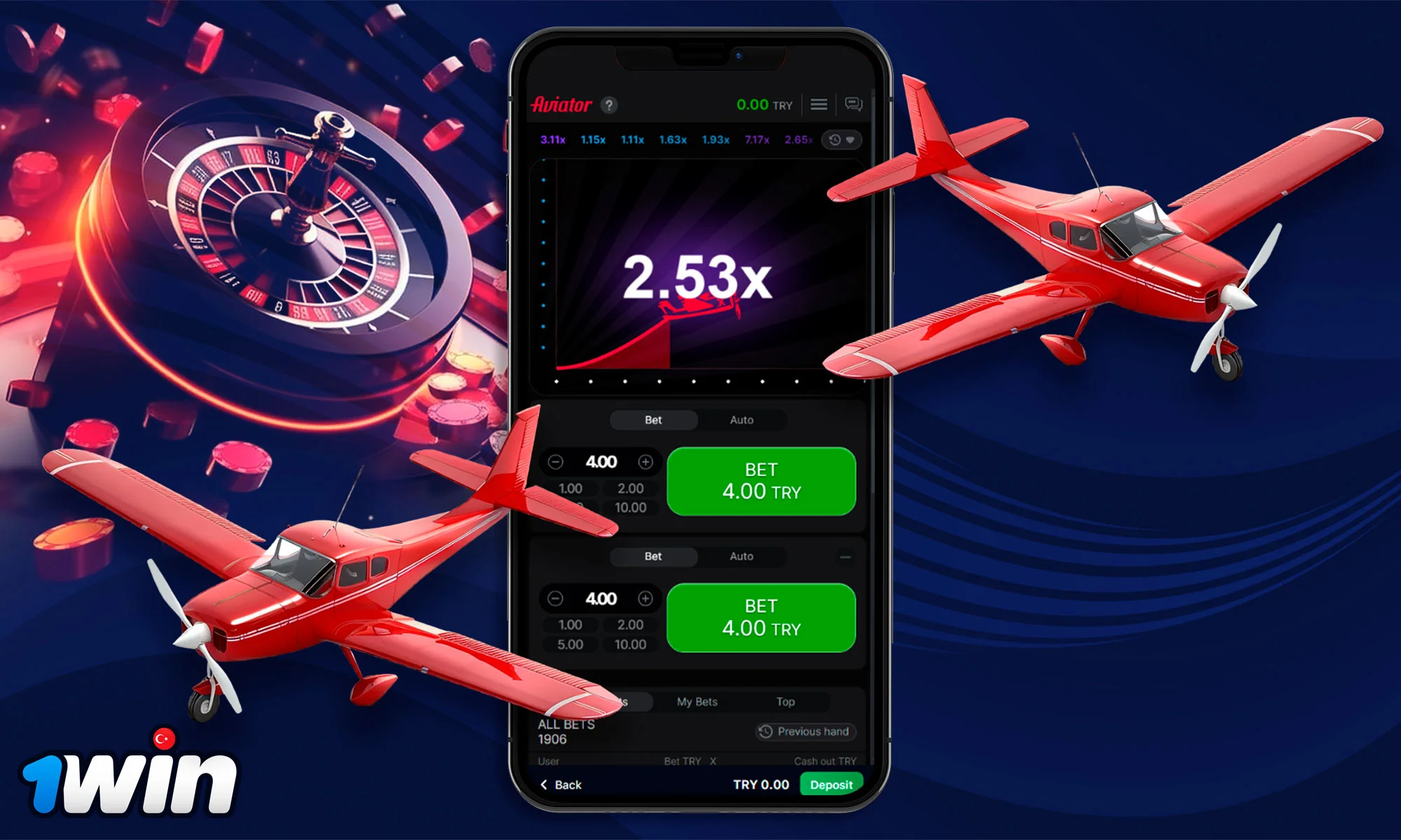 Information about Aviator in the 1Win mobile app