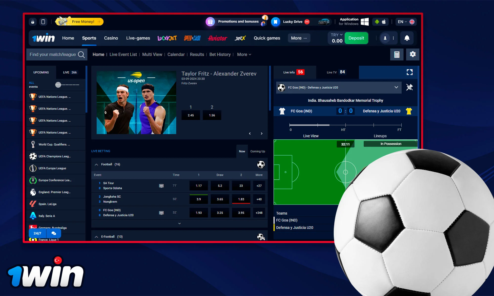 Information about soccer betting at 1Win