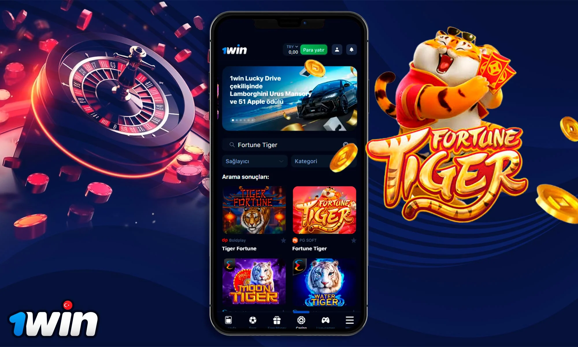 1Win mobil uygulamasında Fortune Tiger hakkında bilgi