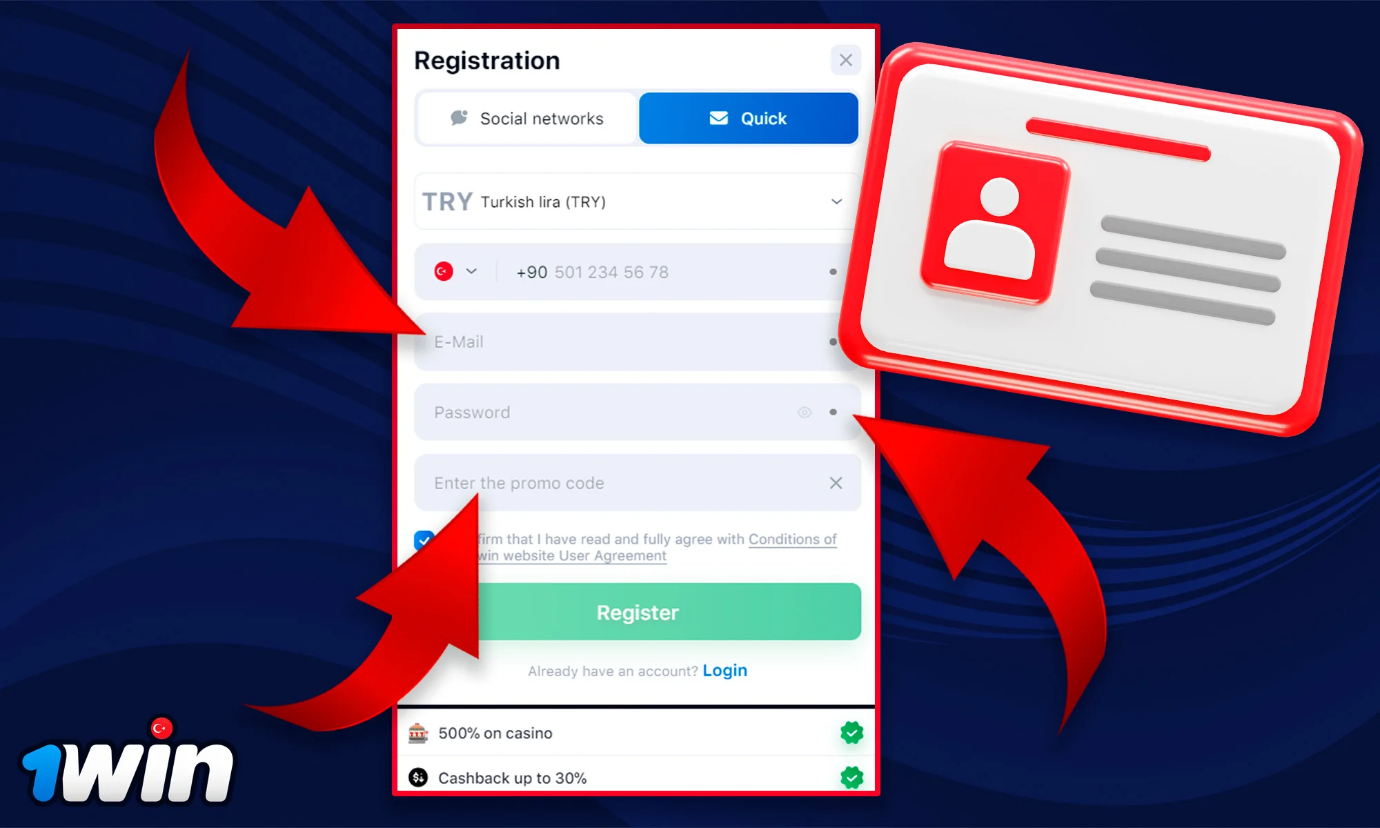 Information on how to register with 1Win