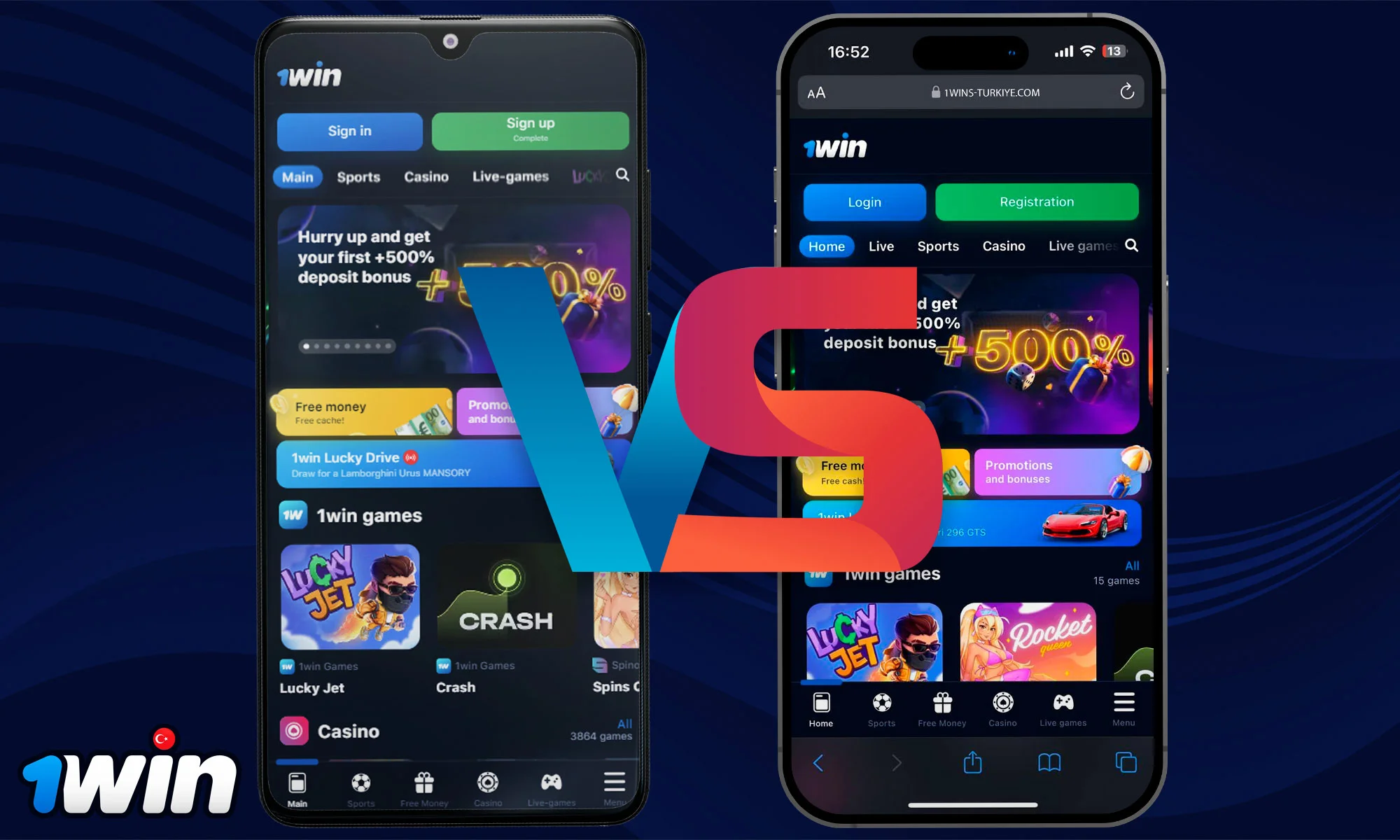 Comparison of mobile version and 1Win app